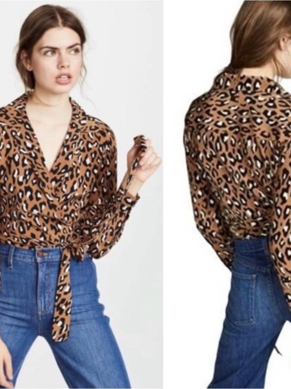 Diane Von Furstenberg Leopard Print Wrap Blouse